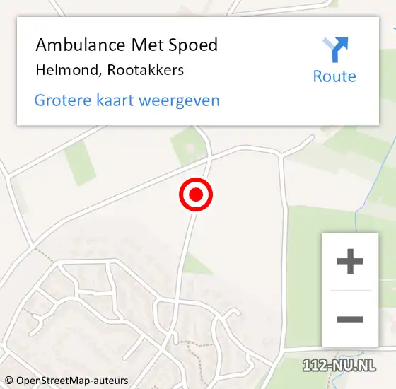 Locatie op kaart van de 112 melding: Ambulance Met Spoed Naar Helmond, Rootakkers op 15 juni 2019 22:04