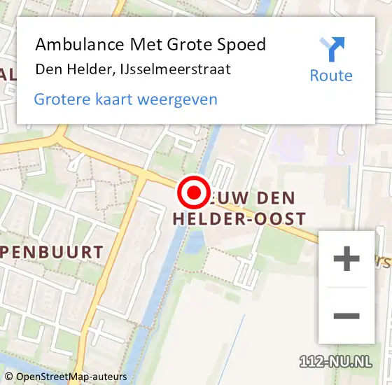 Locatie op kaart van de 112 melding: Ambulance Met Grote Spoed Naar Den Helder, IJsselmeerstraat op 15 juni 2019 22:16