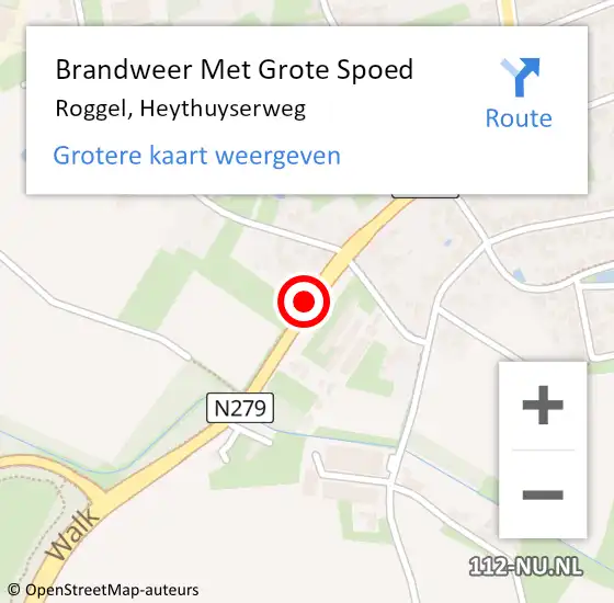 Locatie op kaart van de 112 melding: Brandweer Met Grote Spoed Naar Roggel, Heythuyserweg op 15 juni 2019 22:17