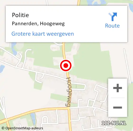 Locatie op kaart van de 112 melding: Politie Pannerden, Hoogeweg op 15 juni 2019 22:38