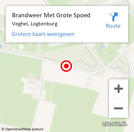 Locatie op kaart van de 112 melding: Brandweer Met Grote Spoed Naar Veghel, Logtenburg op 15 juni 2019 22:57