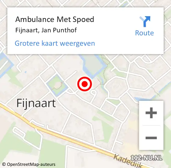 Locatie op kaart van de 112 melding: Ambulance Met Spoed Naar Fijnaart, Jan Punthof op 15 juni 2019 23:00