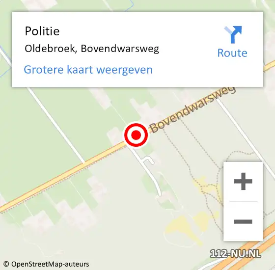 Locatie op kaart van de 112 melding: Politie Oldebroek, Bovendwarsweg op 15 juni 2019 23:11