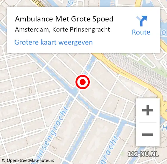 Locatie op kaart van de 112 melding: Ambulance Met Grote Spoed Naar Amsterdam, Korte Prinsengracht op 15 juni 2019 23:28