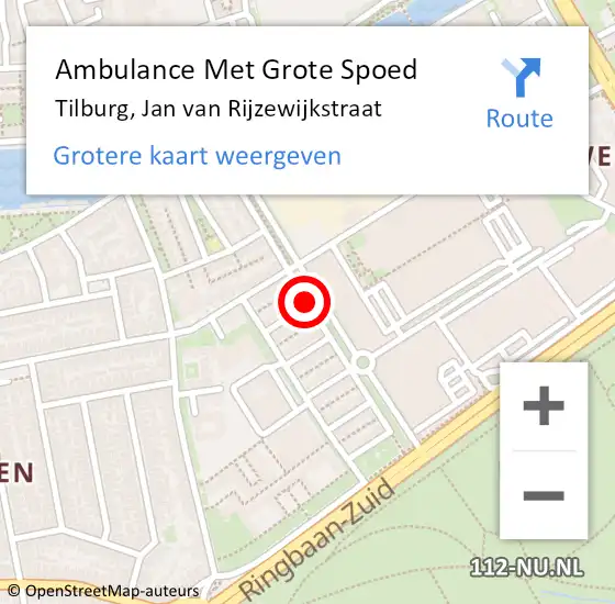 Locatie op kaart van de 112 melding: Ambulance Met Grote Spoed Naar Tilburg, Jan van Rijzewijkstraat op 15 juni 2019 23:32