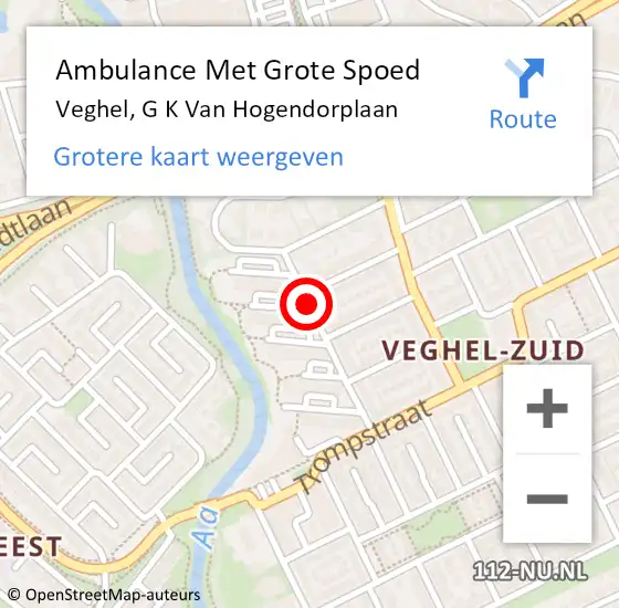 Locatie op kaart van de 112 melding: Ambulance Met Grote Spoed Naar Veghel, G K Van Hogendorplaan op 15 juni 2019 23:39