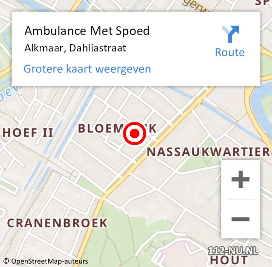 Locatie op kaart van de 112 melding: Ambulance Met Spoed Naar Alkmaar, Dahliastraat op 15 juni 2019 23:40