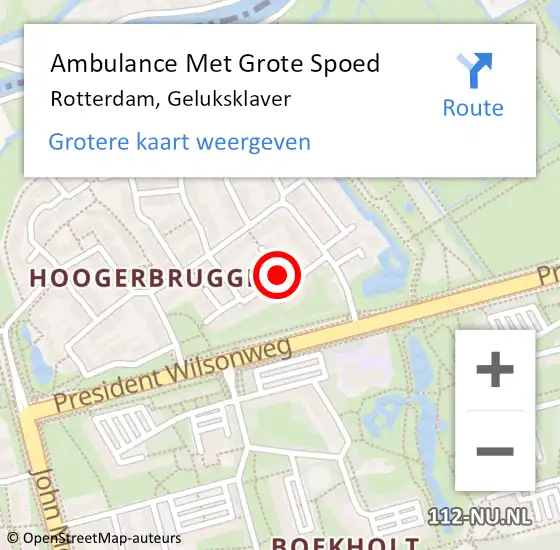 Locatie op kaart van de 112 melding: Ambulance Met Grote Spoed Naar Rotterdam, Geluksklaver op 16 juni 2019 00:07