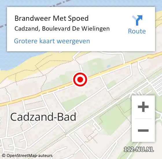 Locatie op kaart van de 112 melding: Brandweer Met Spoed Naar Cadzand, Boulevard De Wielingen op 16 juni 2019 00:26