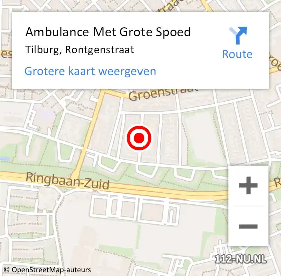 Locatie op kaart van de 112 melding: Ambulance Met Grote Spoed Naar Tilburg, Rontgenstraat op 16 juni 2019 00:54