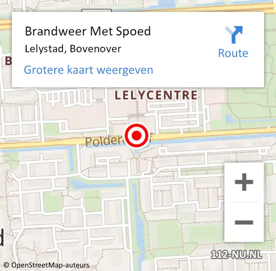 Locatie op kaart van de 112 melding: Brandweer Met Spoed Naar Lelystad, Bovenover op 16 juni 2019 02:08