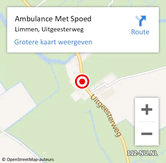 Locatie op kaart van de 112 melding: Ambulance Met Spoed Naar Limmen, Uitgeesterweg op 16 juni 2019 02:29