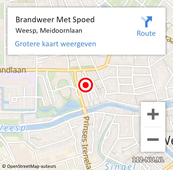 Locatie op kaart van de 112 melding: Brandweer Met Spoed Naar Weesp, Meidoornlaan op 16 juni 2019 02:57