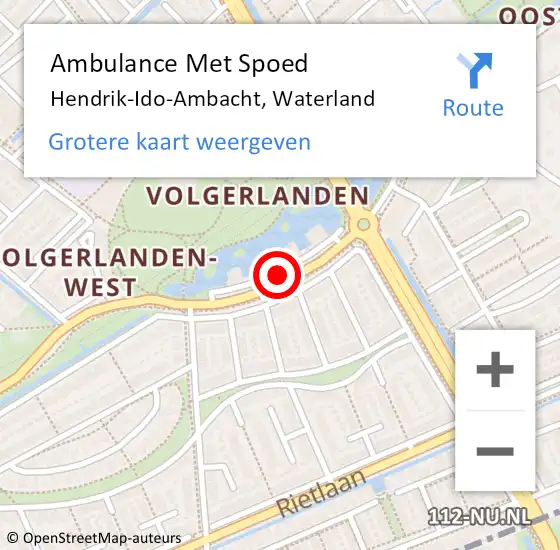 Locatie op kaart van de 112 melding: Ambulance Met Spoed Naar Hendrik-Ido-Ambacht, Waterland op 16 juni 2019 03:02
