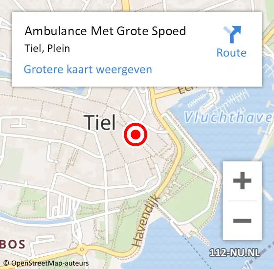 Locatie op kaart van de 112 melding: Ambulance Met Grote Spoed Naar Tiel, Plein op 16 juni 2019 05:31