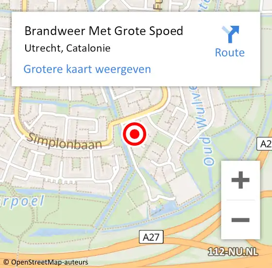 Locatie op kaart van de 112 melding: Brandweer Met Grote Spoed Naar Utrecht, Catalonie op 16 juni 2019 06:50