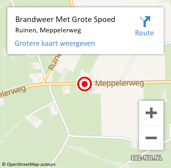 Locatie op kaart van de 112 melding: Brandweer Met Grote Spoed Naar Ruinen, Meppelerweg op 16 juni 2019 09:18