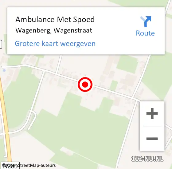 Locatie op kaart van de 112 melding: Ambulance Met Spoed Naar Wagenberg, Wagenstraat op 16 juni 2019 09:19