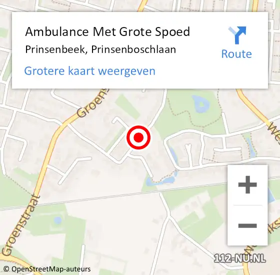 Locatie op kaart van de 112 melding: Ambulance Met Grote Spoed Naar Prinsenbeek, Prinsenboschlaan op 16 juni 2019 10:08
