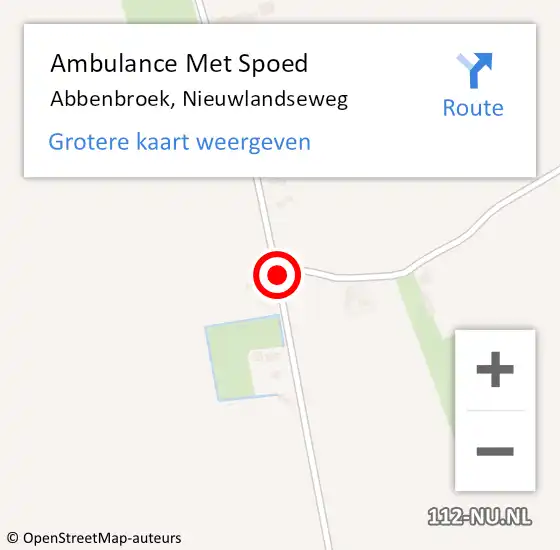 Locatie op kaart van de 112 melding: Ambulance Met Spoed Naar Abbenbroek, Nieuwlandseweg op 16 juni 2019 11:39