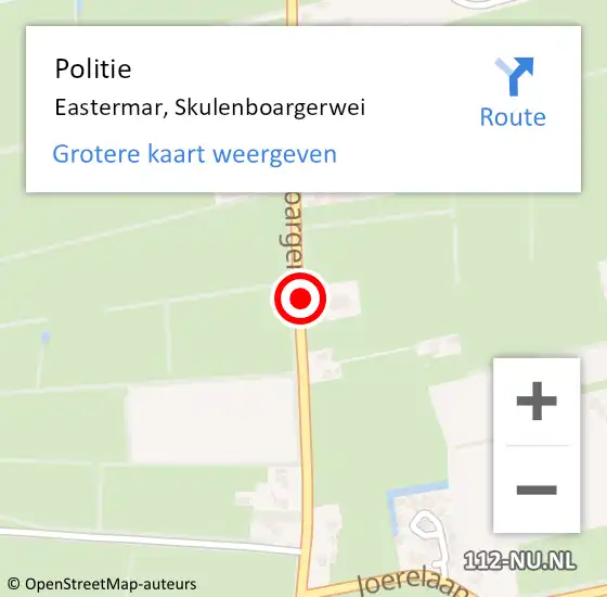 Locatie op kaart van de 112 melding: Politie Eastermar, Skulenboargerwei op 16 juni 2019 11:39