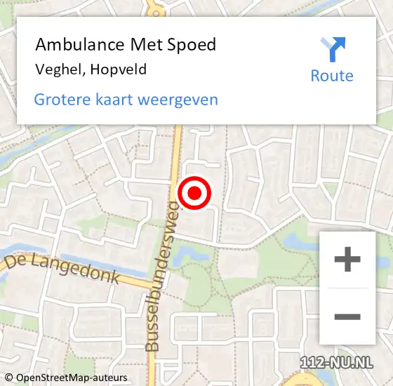 Locatie op kaart van de 112 melding: Ambulance Met Spoed Naar Veghel, Hopveld op 16 juni 2019 11:42