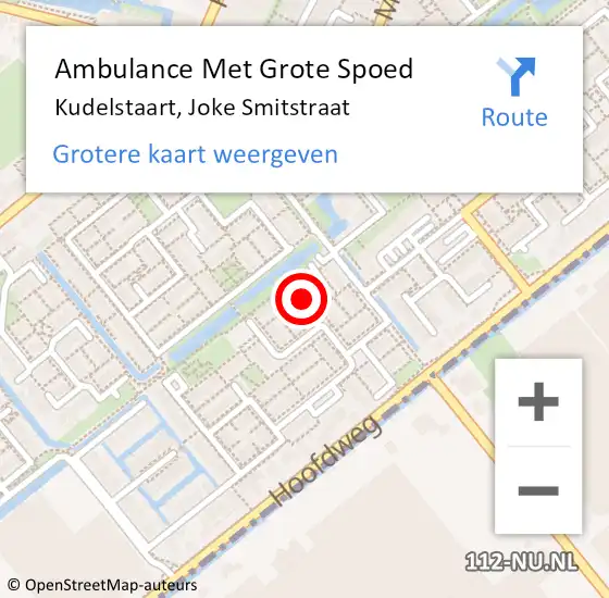 Locatie op kaart van de 112 melding: Ambulance Met Grote Spoed Naar Kudelstaart, Joke Smitstraat op 16 juni 2019 11:43