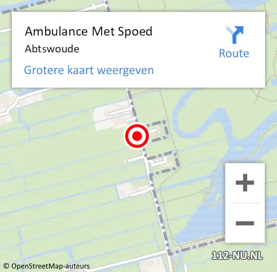 Locatie op kaart van de 112 melding: Ambulance Met Spoed Naar Abtswoude op 16 juni 2019 13:11