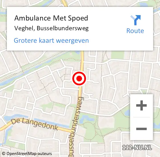 Locatie op kaart van de 112 melding: Ambulance Met Spoed Naar Veghel, Busselbundersweg op 16 juni 2019 14:33