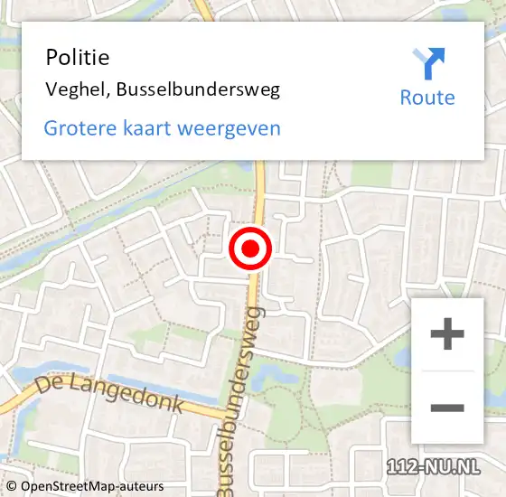 Locatie op kaart van de 112 melding: Politie Veghel, Busselbundersweg op 16 juni 2019 14:34