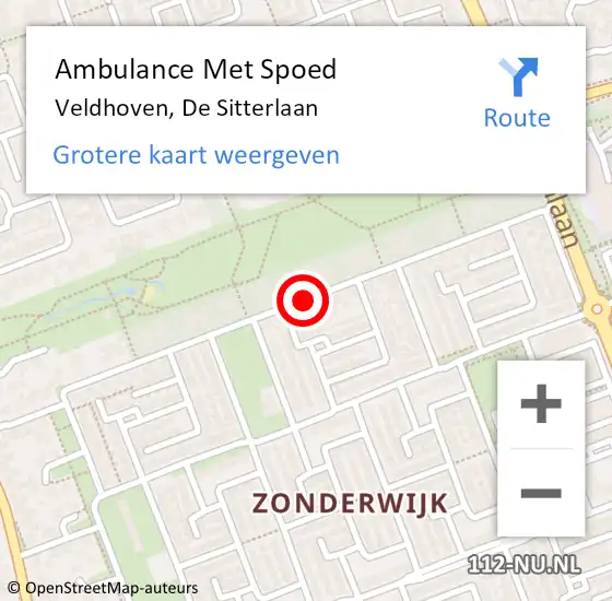 Locatie op kaart van de 112 melding: Ambulance Met Spoed Naar Veldhoven, De Sitterlaan op 16 juni 2019 15:01