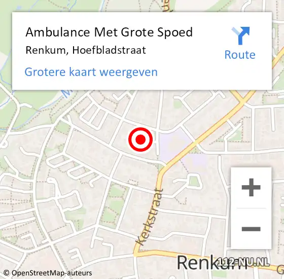 Locatie op kaart van de 112 melding: Ambulance Met Grote Spoed Naar Renkum, Hoefbladstraat op 16 juni 2019 15:02