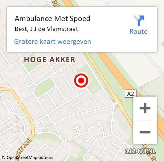 Locatie op kaart van de 112 melding: Ambulance Met Spoed Naar Best, J J de Vlamstraat op 16 juni 2019 15:15
