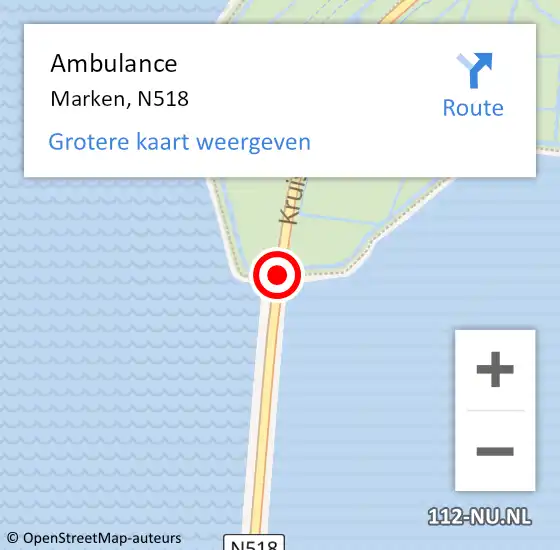 Locatie op kaart van de 112 melding: Ambulance Marken, N518 op 16 juni 2019 15:32