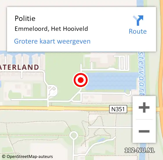 Locatie op kaart van de 112 melding: Politie Emmeloord, Het Hooiveld op 16 juni 2019 15:53