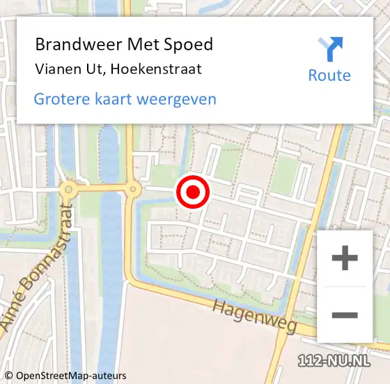 Locatie op kaart van de 112 melding: Brandweer Met Spoed Naar Vianen Ut, Hoekenstraat op 16 juni 2019 16:01