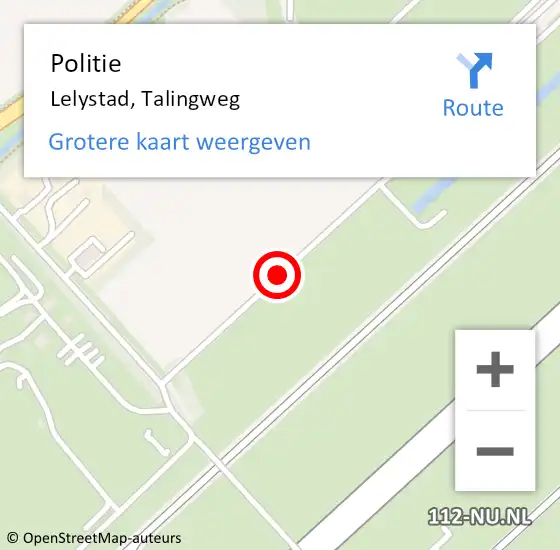 Locatie op kaart van de 112 melding: Politie Lelystad, Talingweg op 16 juni 2019 16:33