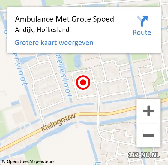 Locatie op kaart van de 112 melding: Ambulance Met Grote Spoed Naar Andijk, Hofkesland op 16 juni 2019 16:47