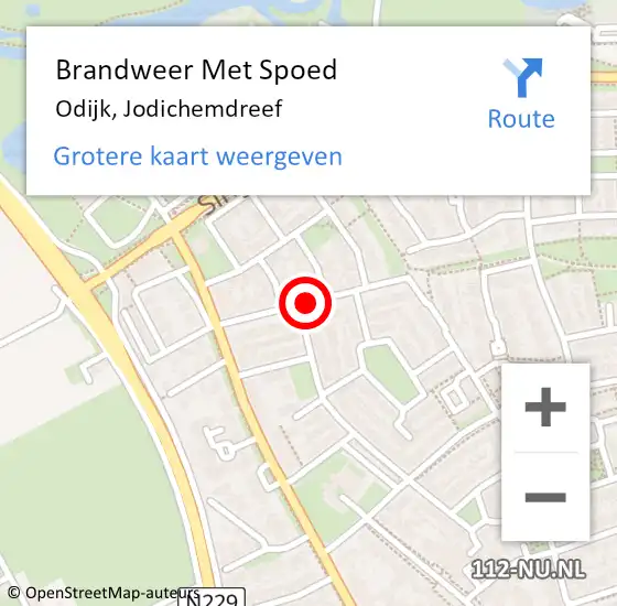 Locatie op kaart van de 112 melding: Brandweer Met Spoed Naar Odijk, Jodichemdreef op 16 juni 2019 16:57