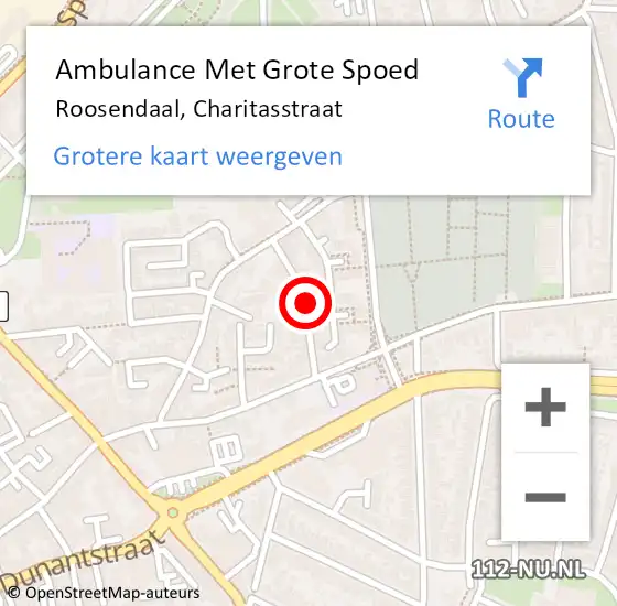 Locatie op kaart van de 112 melding: Ambulance Met Grote Spoed Naar Roosendaal, Charitasstraat op 16 juni 2019 17:55