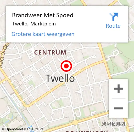 Locatie op kaart van de 112 melding: Brandweer Met Spoed Naar Twello, Marktplein op 16 juni 2019 17:57