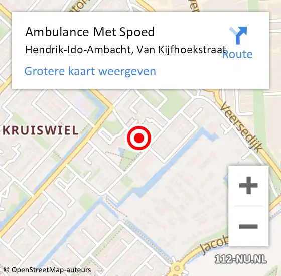 Locatie op kaart van de 112 melding: Ambulance Met Spoed Naar Hendrik-Ido-Ambacht, Van Kijfhoekstraat op 16 juni 2019 18:47