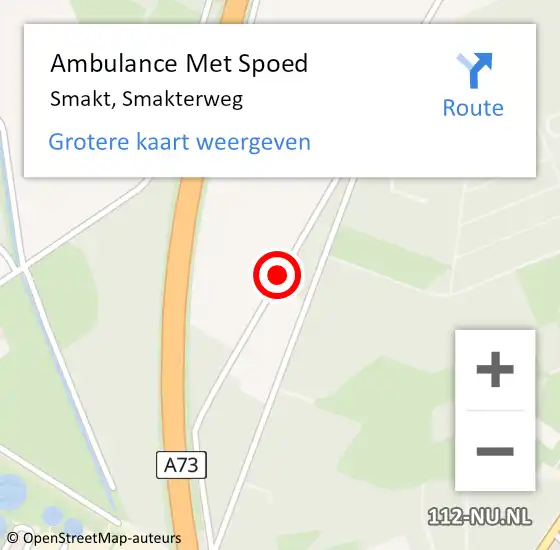 Locatie op kaart van de 112 melding: Ambulance Met Spoed Naar Smakt, Smakterweg op 27 september 2013 15:49