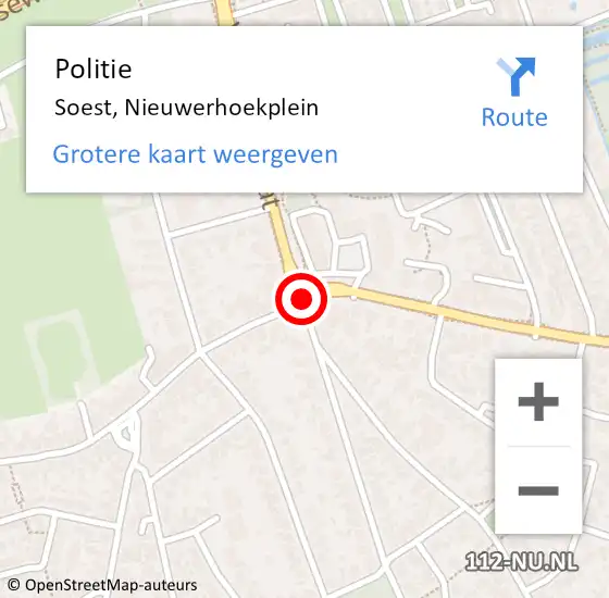 Locatie op kaart van de 112 melding: Politie Soest, Nieuwerhoekplein op 16 juni 2019 18:58