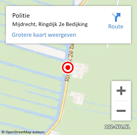 Locatie op kaart van de 112 melding: Politie Mijdrecht, Ringdijk 2e Bedijking op 16 juni 2019 19:05
