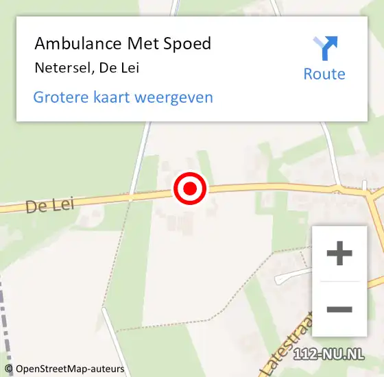 Locatie op kaart van de 112 melding: Ambulance Met Spoed Naar Netersel, De Lei op 16 juni 2019 19:15