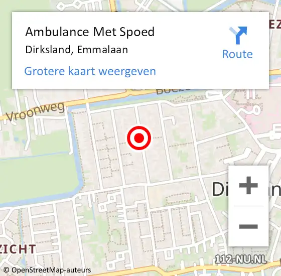 Locatie op kaart van de 112 melding: Ambulance Met Spoed Naar Dirksland, Emmalaan op 16 juni 2019 19:22
