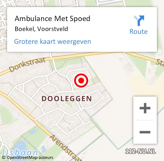 Locatie op kaart van de 112 melding: Ambulance Met Spoed Naar Boekel, Voorstveld op 16 juni 2019 19:25