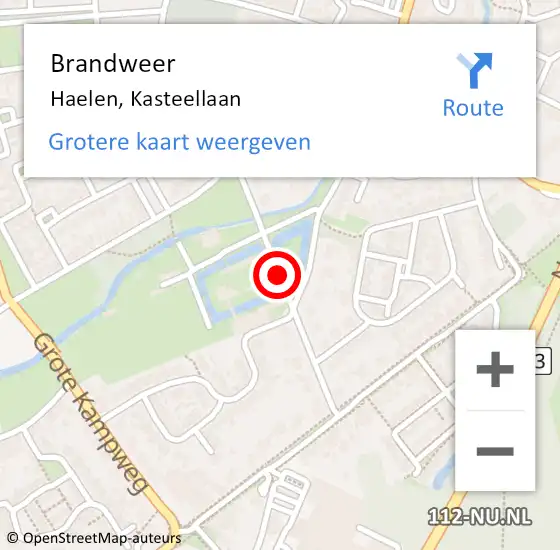 Locatie op kaart van de 112 melding: Brandweer Haelen, Kasteellaan op 16 juni 2019 19:53