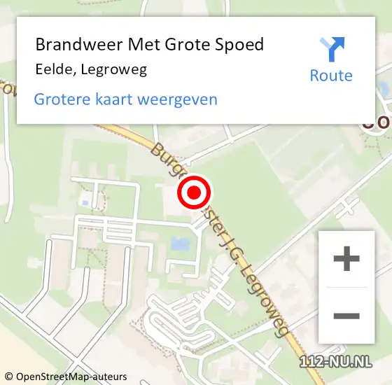 Locatie op kaart van de 112 melding: Brandweer Met Grote Spoed Naar Eelde, Legroweg op 16 juni 2019 20:01